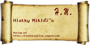 Hlatky Miklós névjegykártya
