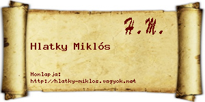 Hlatky Miklós névjegykártya